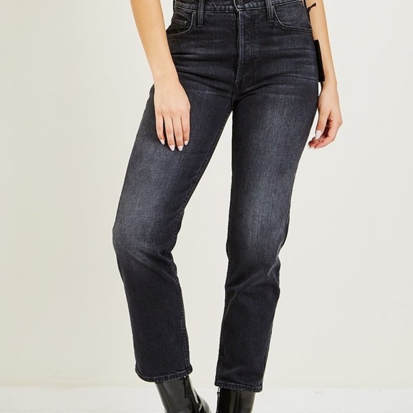 MOTHER BLACK THE TOMCAT STRAIGHT LEG JEANS HIGH RISE  BUTTON FLY WOMENS SZ 24 - Picture 1 of 9